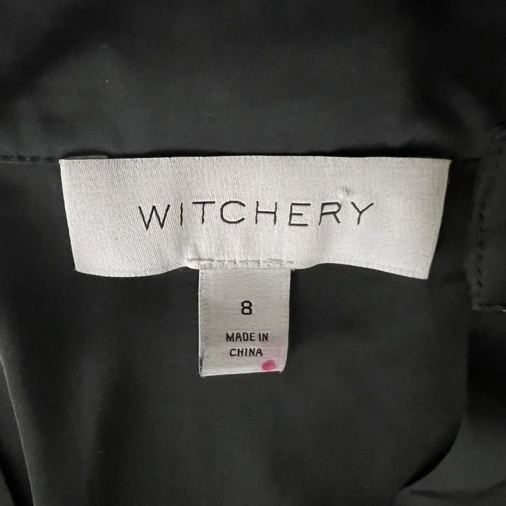 Witchery Modern Cuff Blouse Top Long Sleeve Black Satin Office Work Lux Size S 8 - Picture 9 of 13